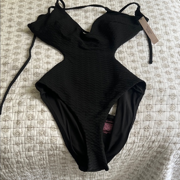 Victoria's Secret Other - NWT Victoria's Secret Black Textured Cutout One-Piece Swimsuit